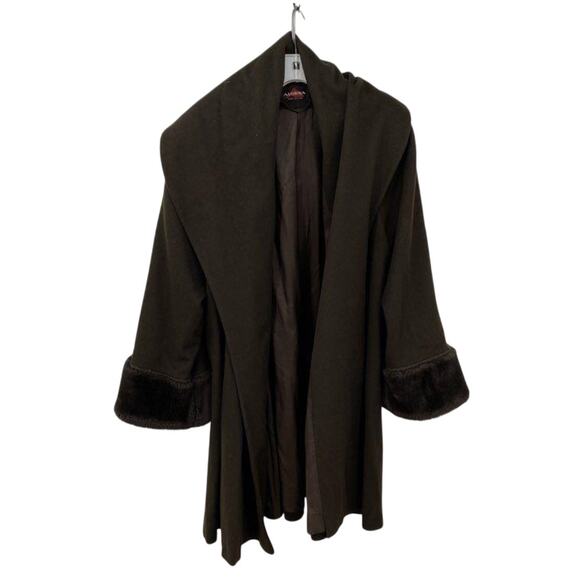 Alorna Jackets & Blazers - Vintage Worumbo Wool Brown Fur Cuff Swing Coat -Medium